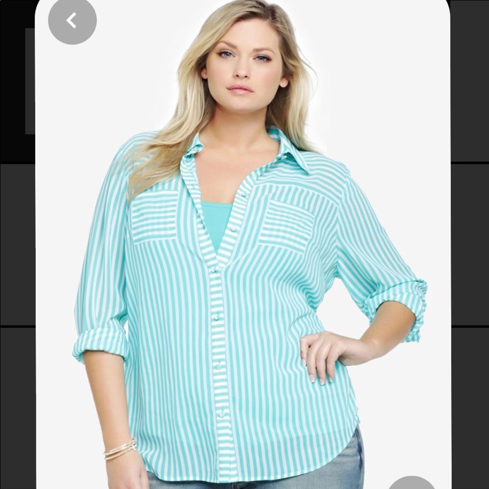 Striped buttoned back top